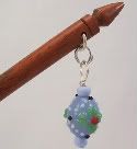 Everyday Hairstick with Blue Floral Glass Bead