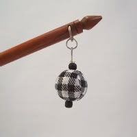 Everyday Hairstick with Black Gingham Fabric-Covered Bead