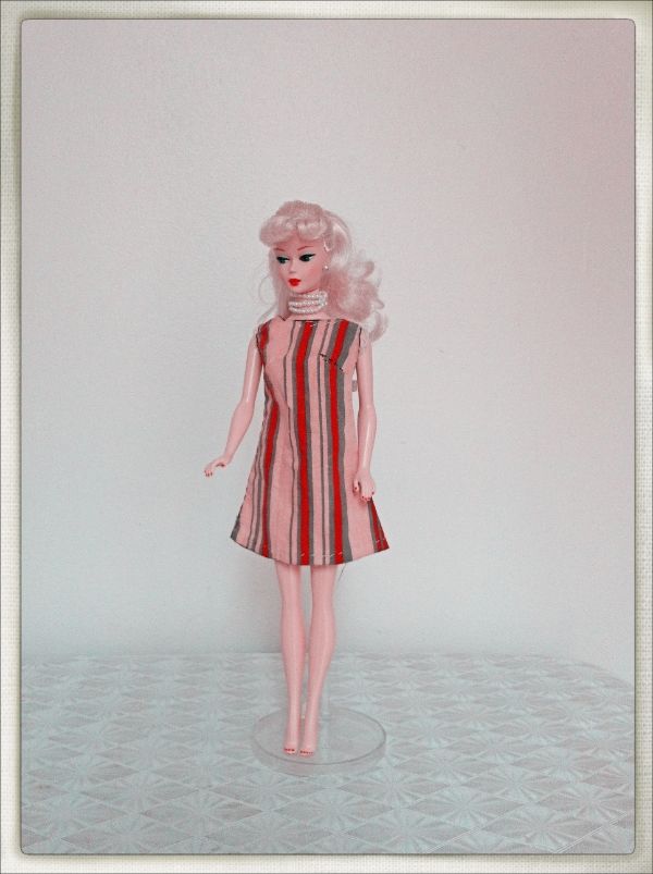  vintage Barbie mod stripe dress