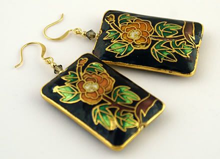 Czarne kolczyki z cloisonne