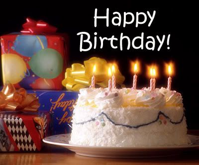 happy birthday background images. stock photo : cake with happy birthday candles, blue background