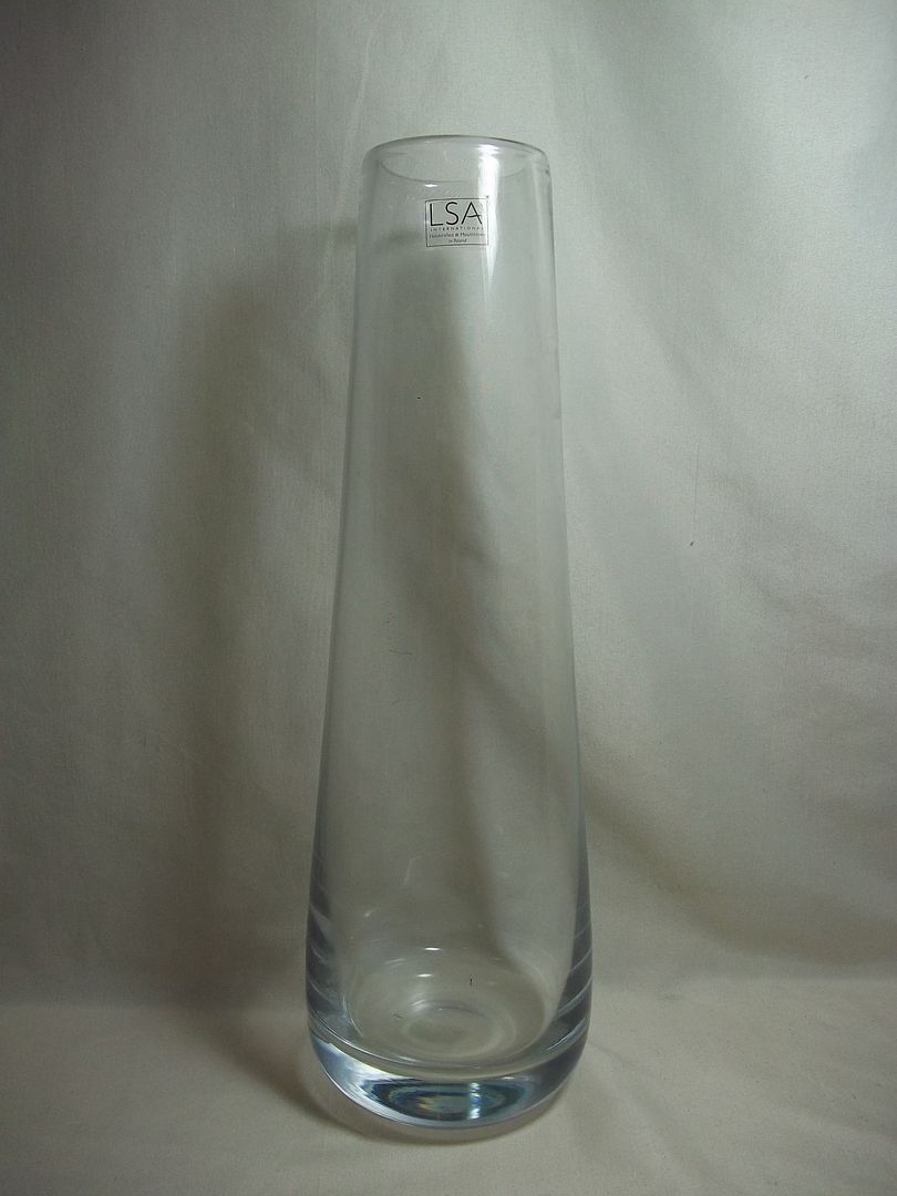 Vintage Large LSA INTERNATIONAL CLEAR GLASS VASE handcrafted mouthblown