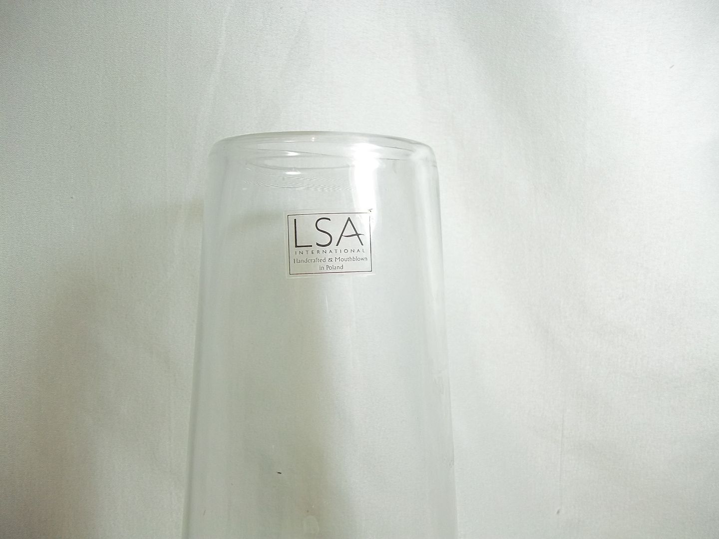 Vintage Large LSA INTERNATIONAL CLEAR GLASS VASE handcrafted mouthblown