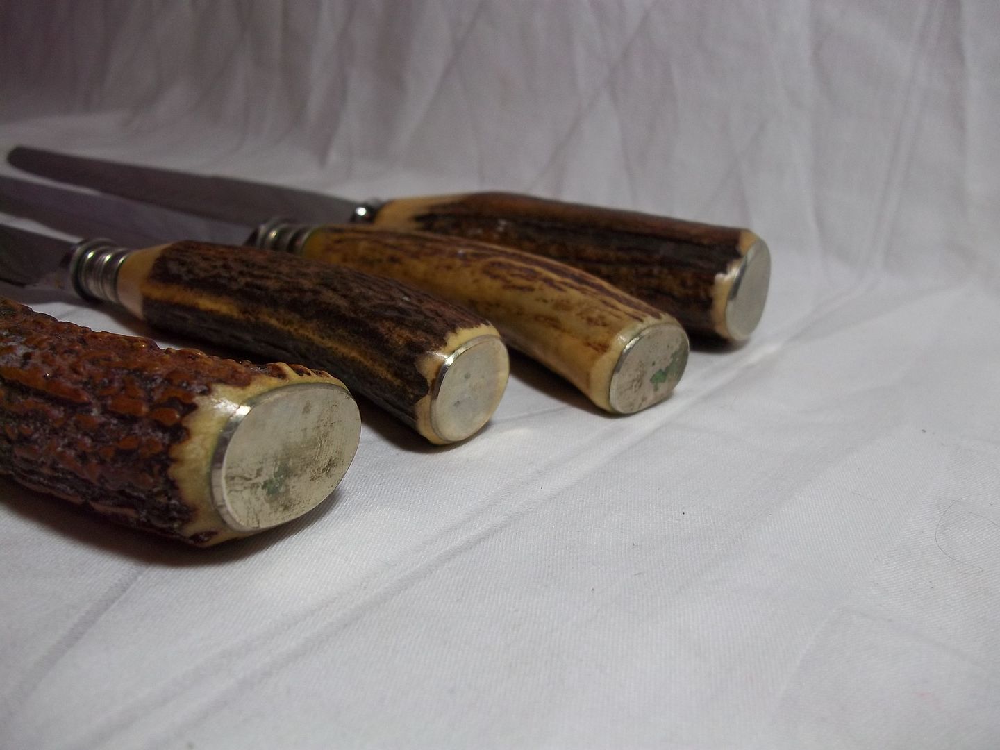 Set of Vintage JA HENCKELS BONE HANDLE KNIVES Stag knife Serving