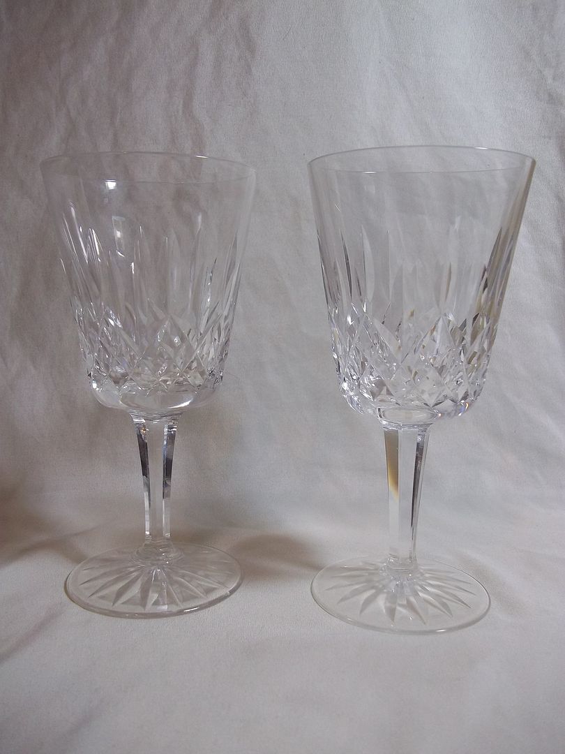 Vintage Pair WATERFORD LISMORE CRYSTAL WATER GOBLETS 7" glasses
