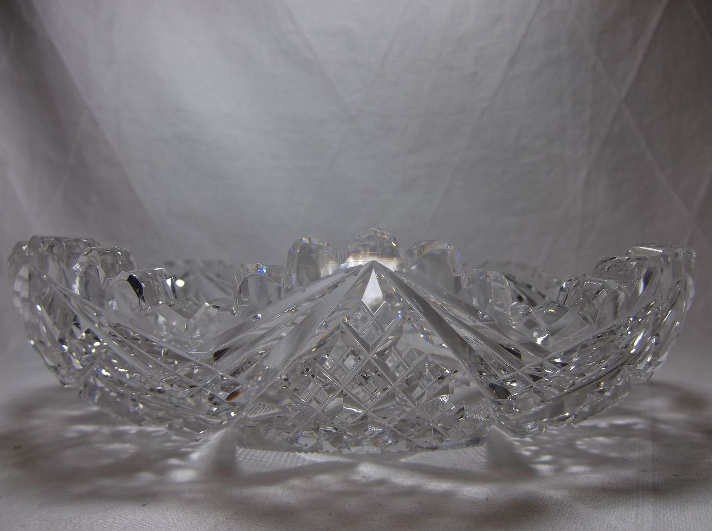 ABP Signed LIBBEY CRYSTAL BOWL Nappy Dish cut glass antique daisy low 8