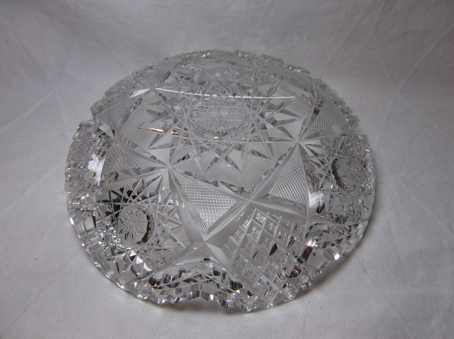 ABP Signed LIBBEY CRYSTAL BOWL Nappy Dish cut glass antique daisy low 8