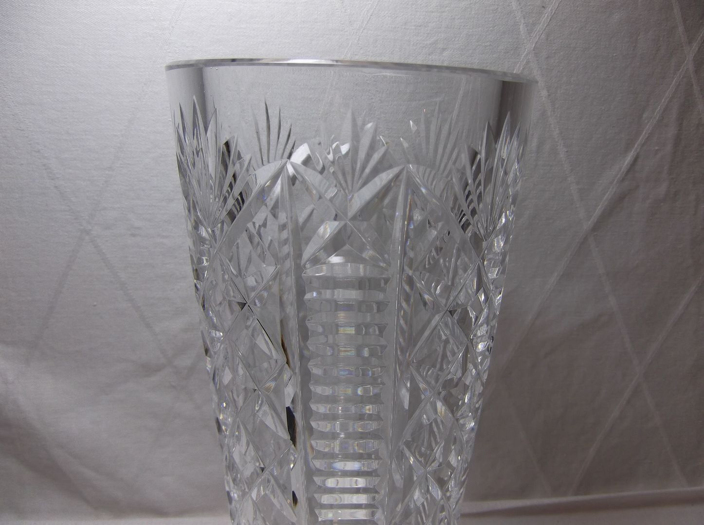 Vintage Waterford Crystal Clare Pattern Vase Glass 8 Tall Round Flower Cut 