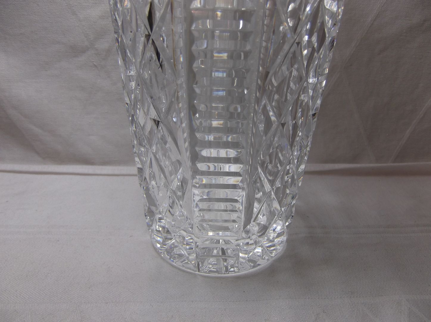Vintage WATERFORD CRYSTAL CLARE PATTERN VASE glass 8" tall Round flower Cut