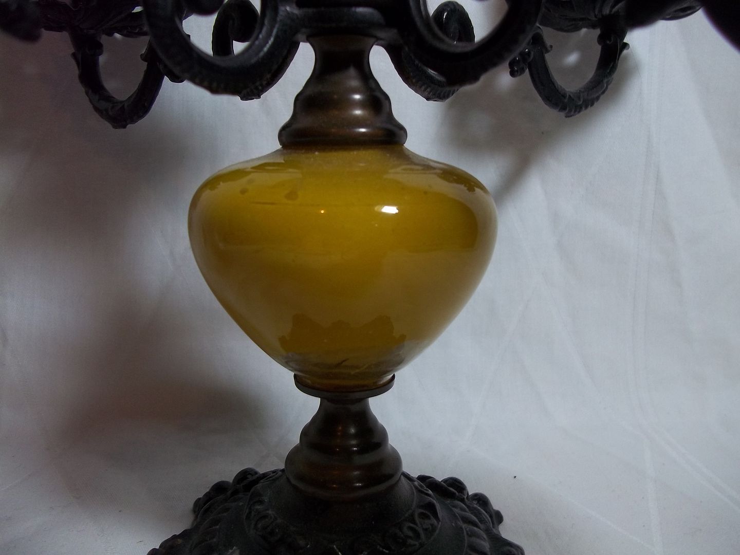 Vintage Wrought Iron And Glass Globe Candelabra Table Candle Holder Old World Ebay 