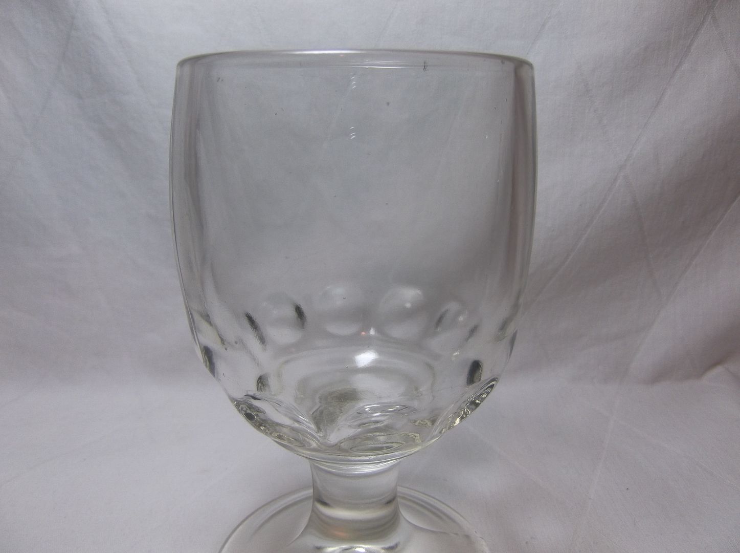 Eapg Pressed GLASS THUMBPRINT WATER GOBLET Pattern thick antique vtg 6"