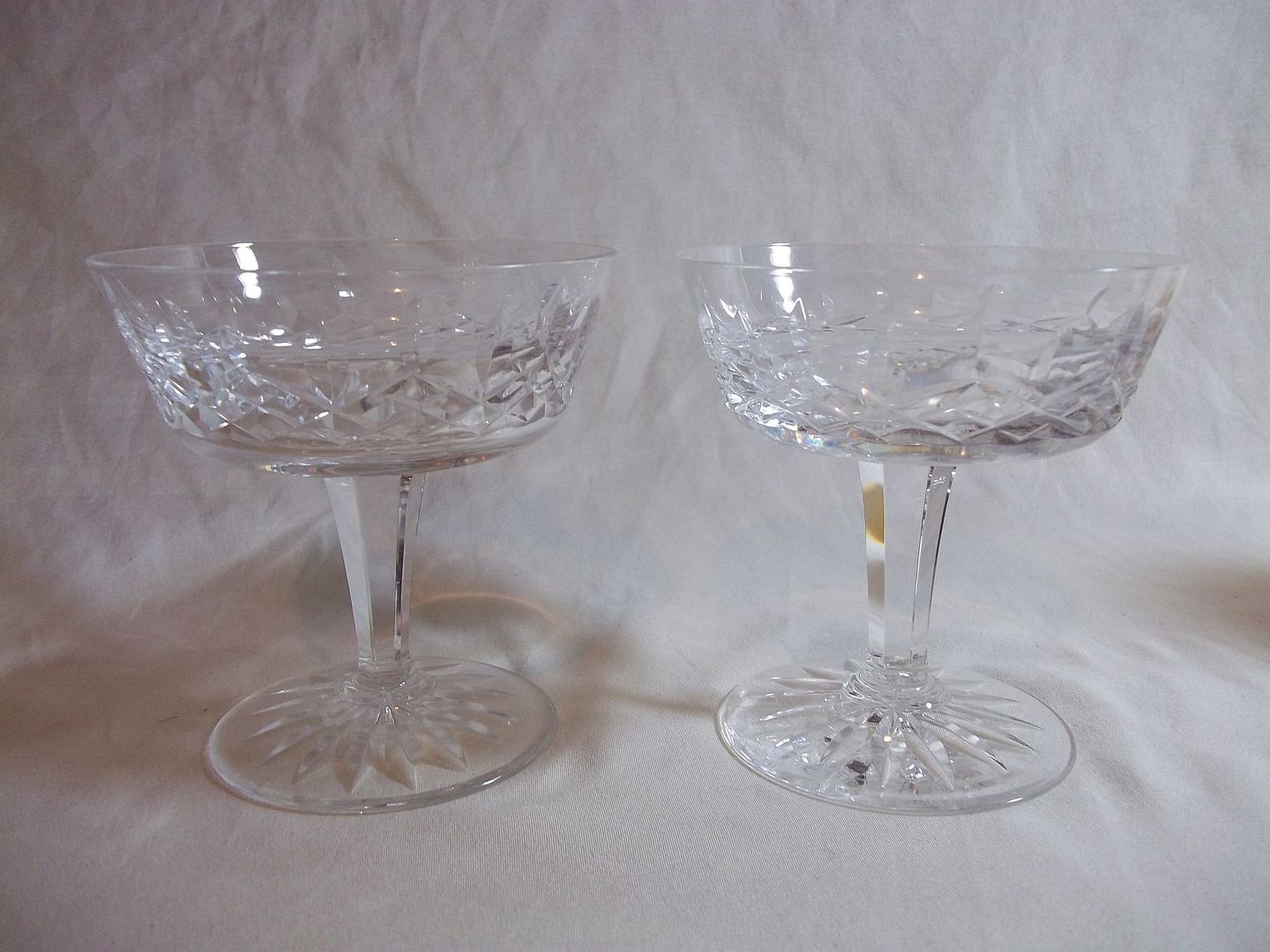 Vintage Pair WATERFORD LISMORE CRYSTAL CHAMPAGNE SAUCERS sherbert