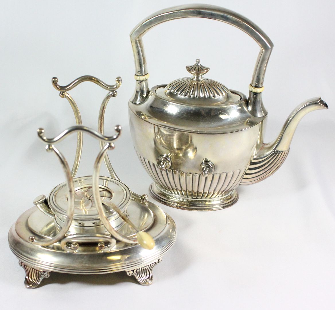 Vintage 4 Pc. GM Co GORHAM TEAPOT Silverplate Stand Heater Warmer Tea