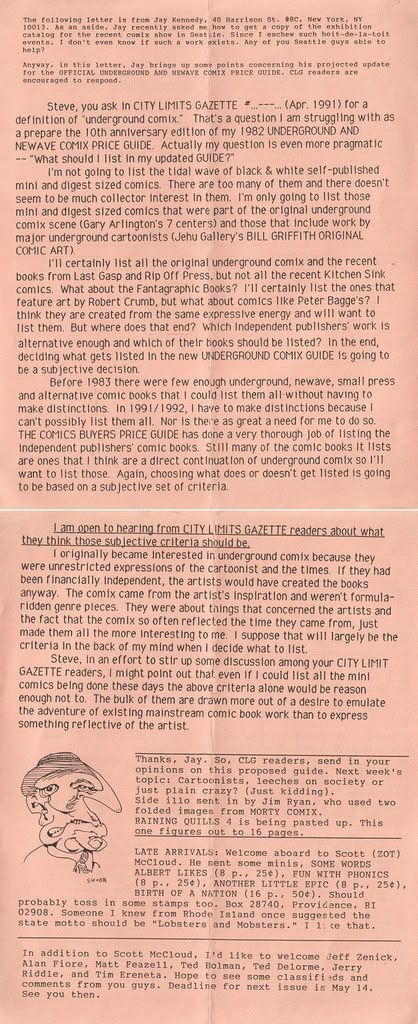 Jay Kennedy underground comix letter