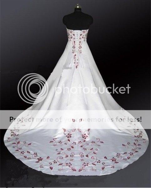 weiß+rosa♥ Brautkleid Hochzeitskleid Stickerei satin Lager