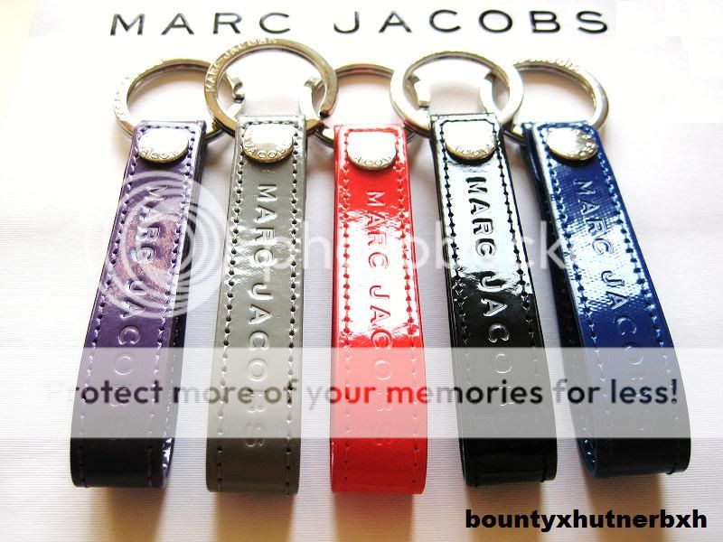 Marc Jacobs Black Patent Leather Keychain Key Chain Ring Loops