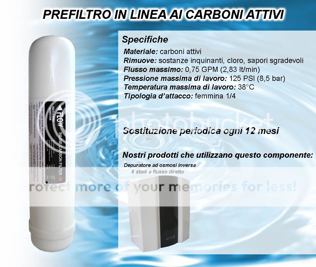 PRE FILTRO IN LINEA CARBONI ATTIVI DEPURATORE OSMOSI  