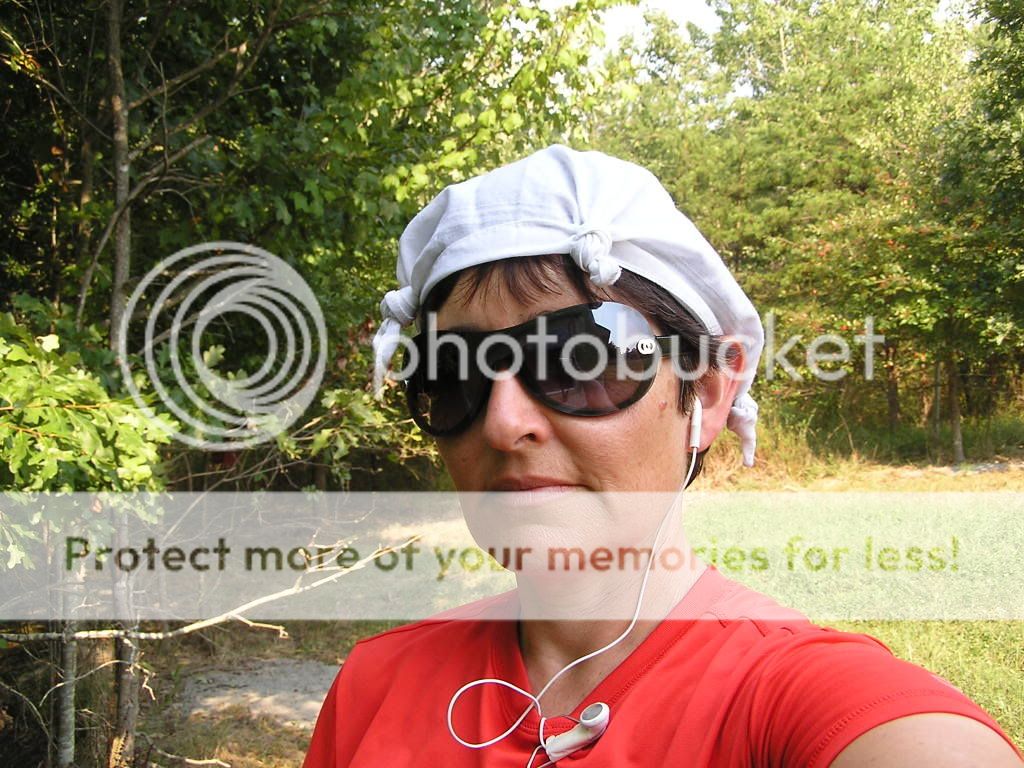   here i am in my hankie hat and dark glasses.