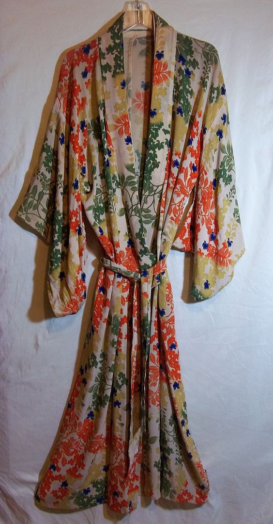 Vintage 1920s JAPANESE KIMONO ROBE Hand Sewn Floral Print asian haori ...