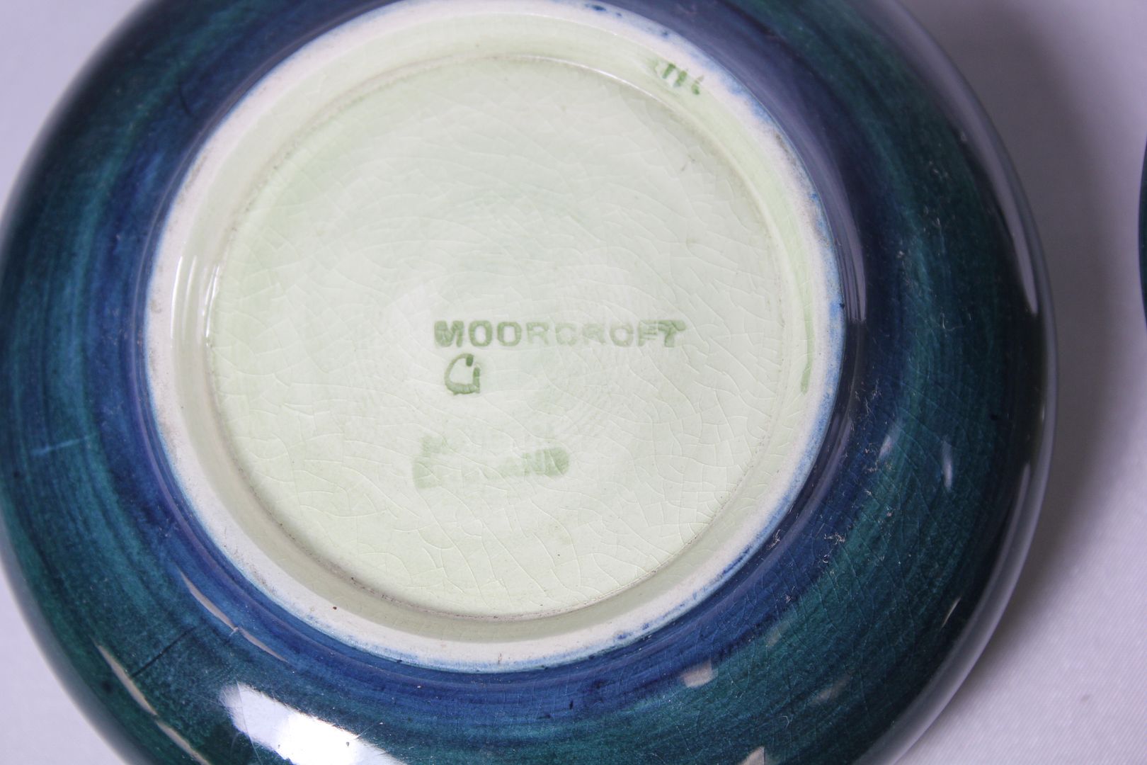 Pair Moorcroft England Columbine Blue Green Floral Small Bud Vase Bowl Signed