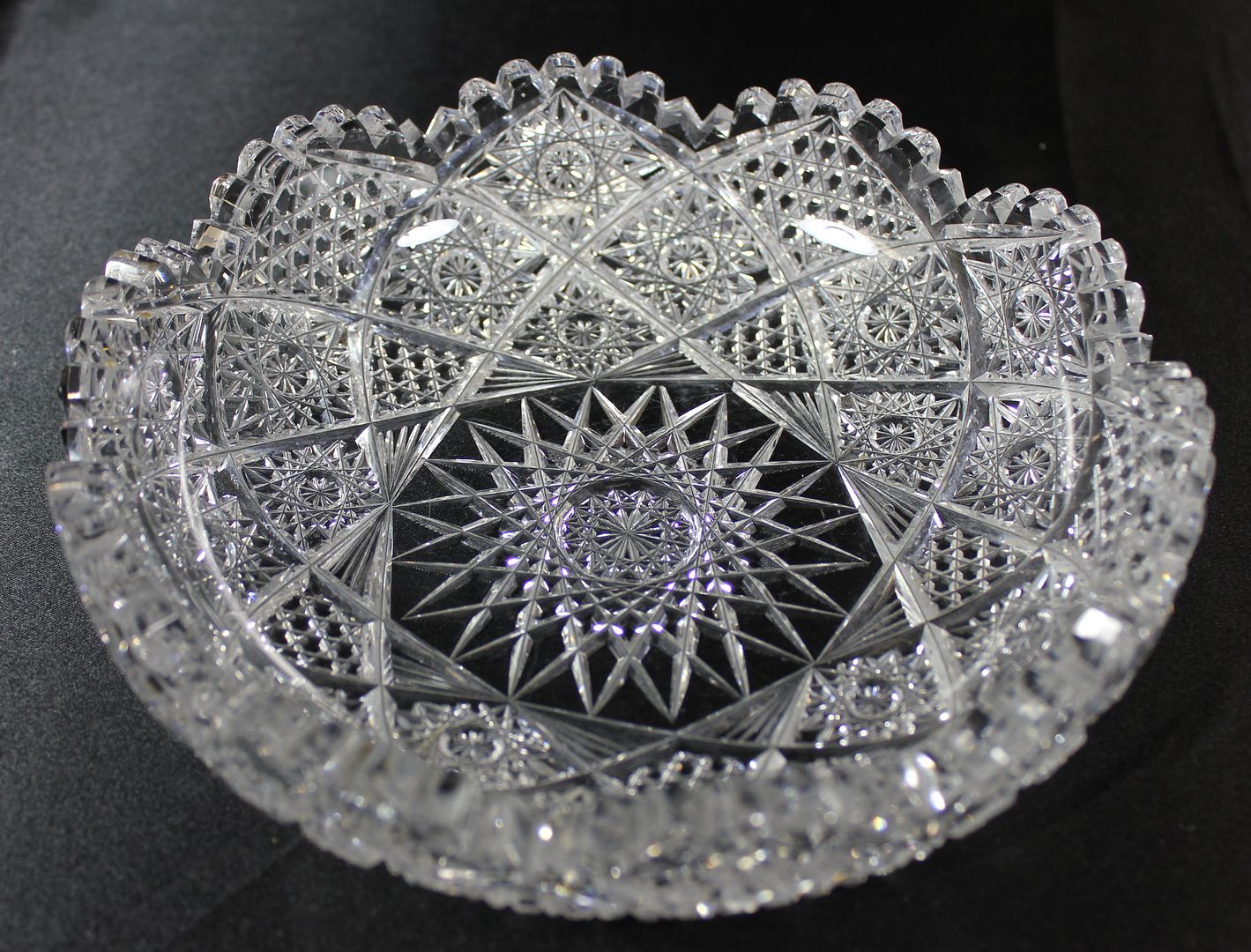 Vintage 3 Pc EAPG Cut Crystal Pinwheel Star Bohemian Sugar Bowl Serving ...