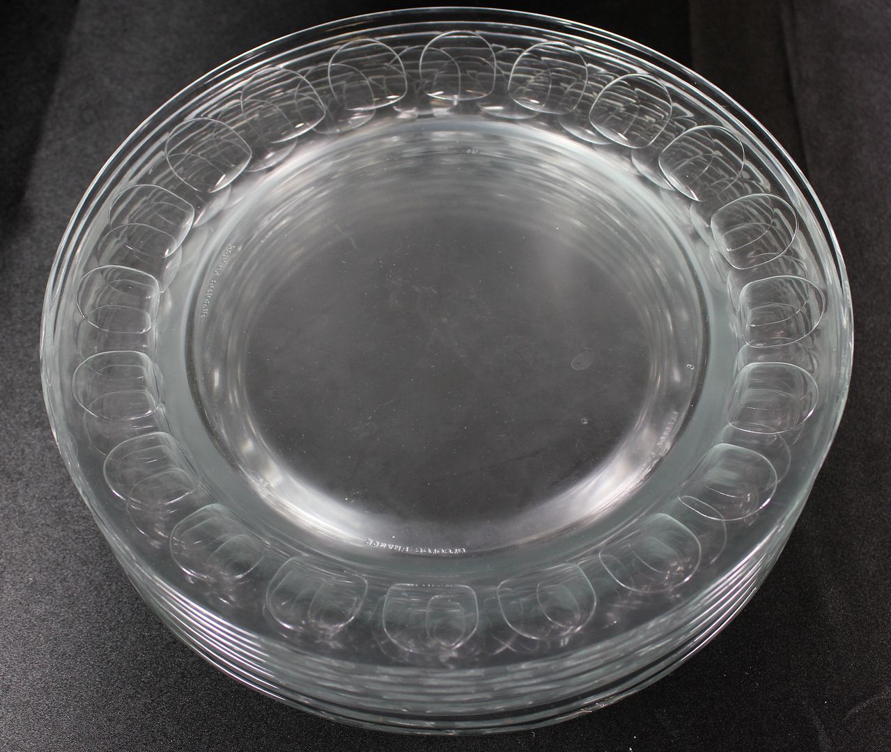 LOT 8 Vintage ARCOROC France Pressed CLEAR GLASS Round DINNER PLATES 9 ...